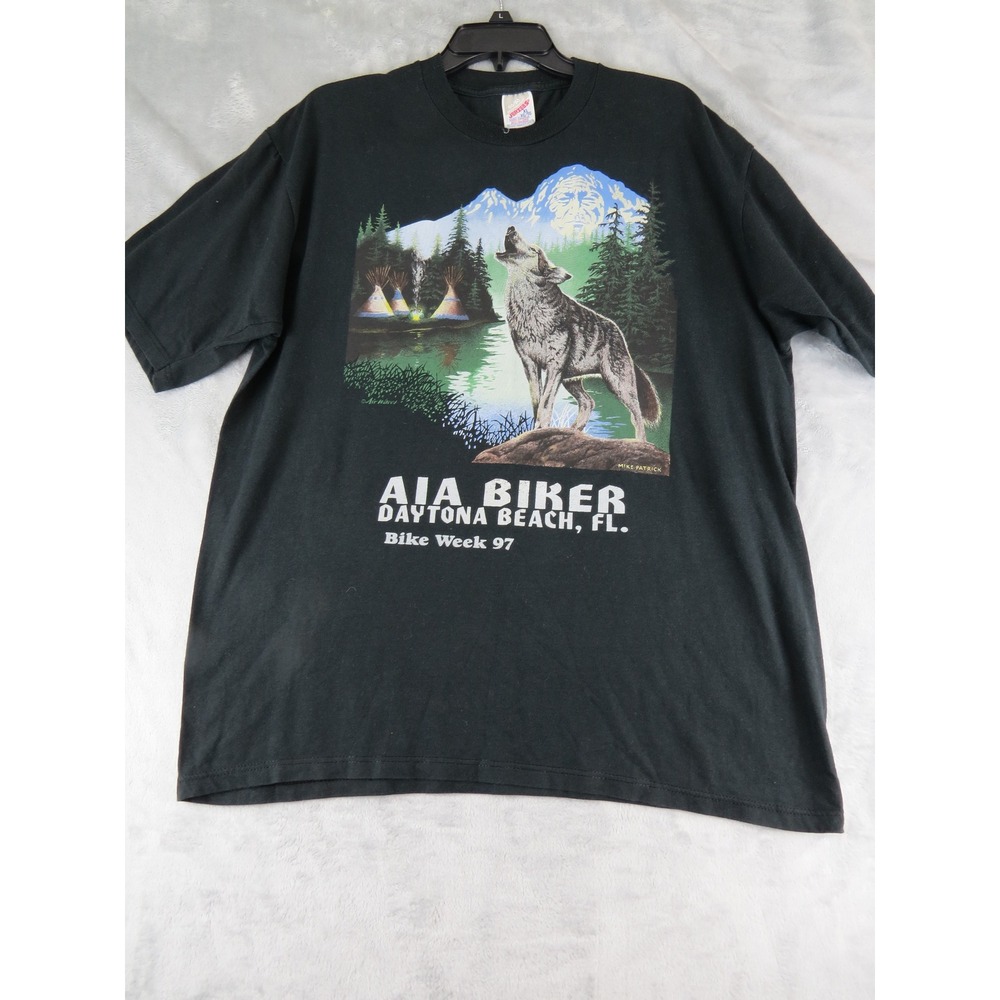 Vintage AIA Biker Daytona Beach Bike Week 97 Wolf Howling T Shirt XL graphic tee